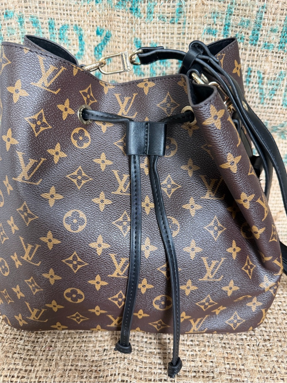 Source unknown Brown Monogram Drawstring Bucket Bag - Picture 3 of 12
